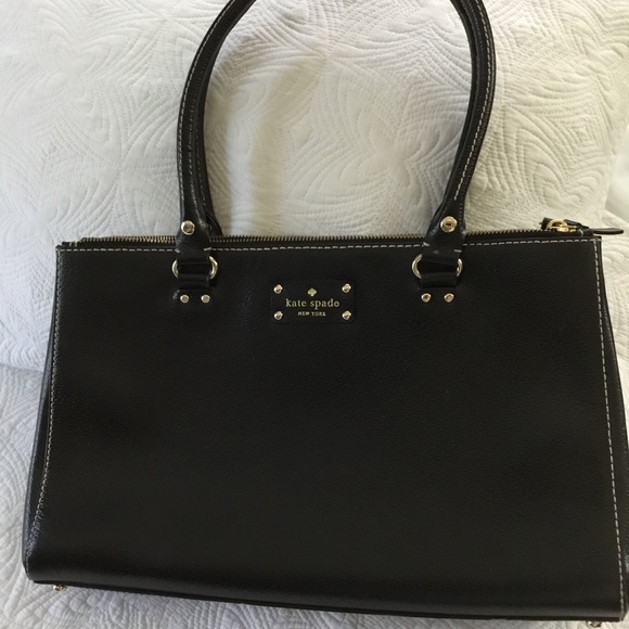 kate spade Bags Black Leather Kate Spade Large Shoul Bag Hot Pink